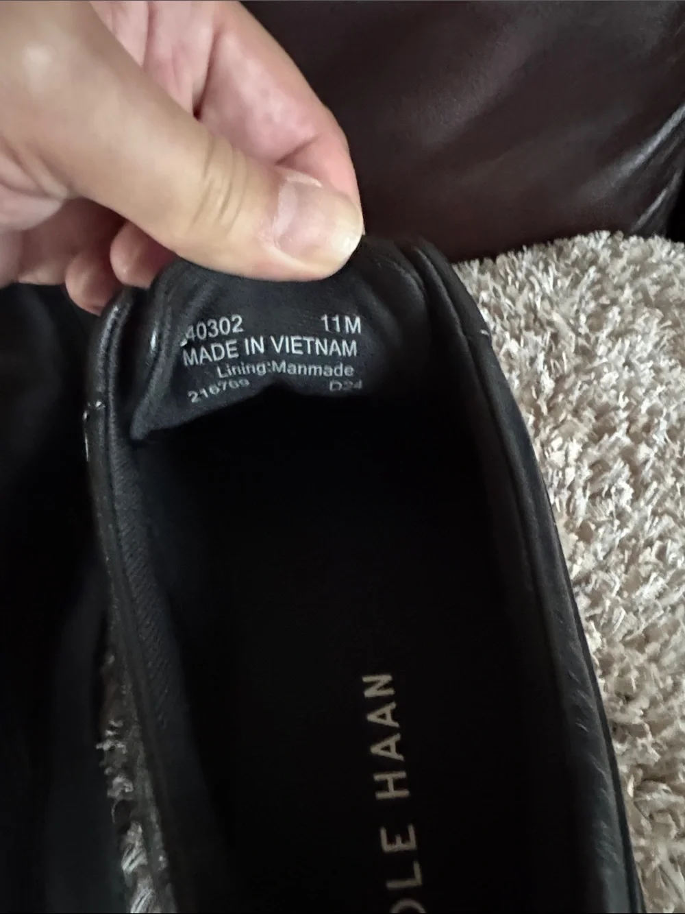 Cole Haan Black Leather Lace-Up Oxfords